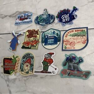 Dutch Bros Blue, Green, Red, White Holiday Sticker Collection